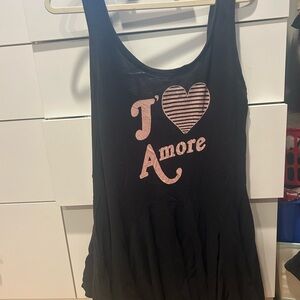 Wildfox black and pink swim coverup with “J’ ❤️ Amore” lettering in size large